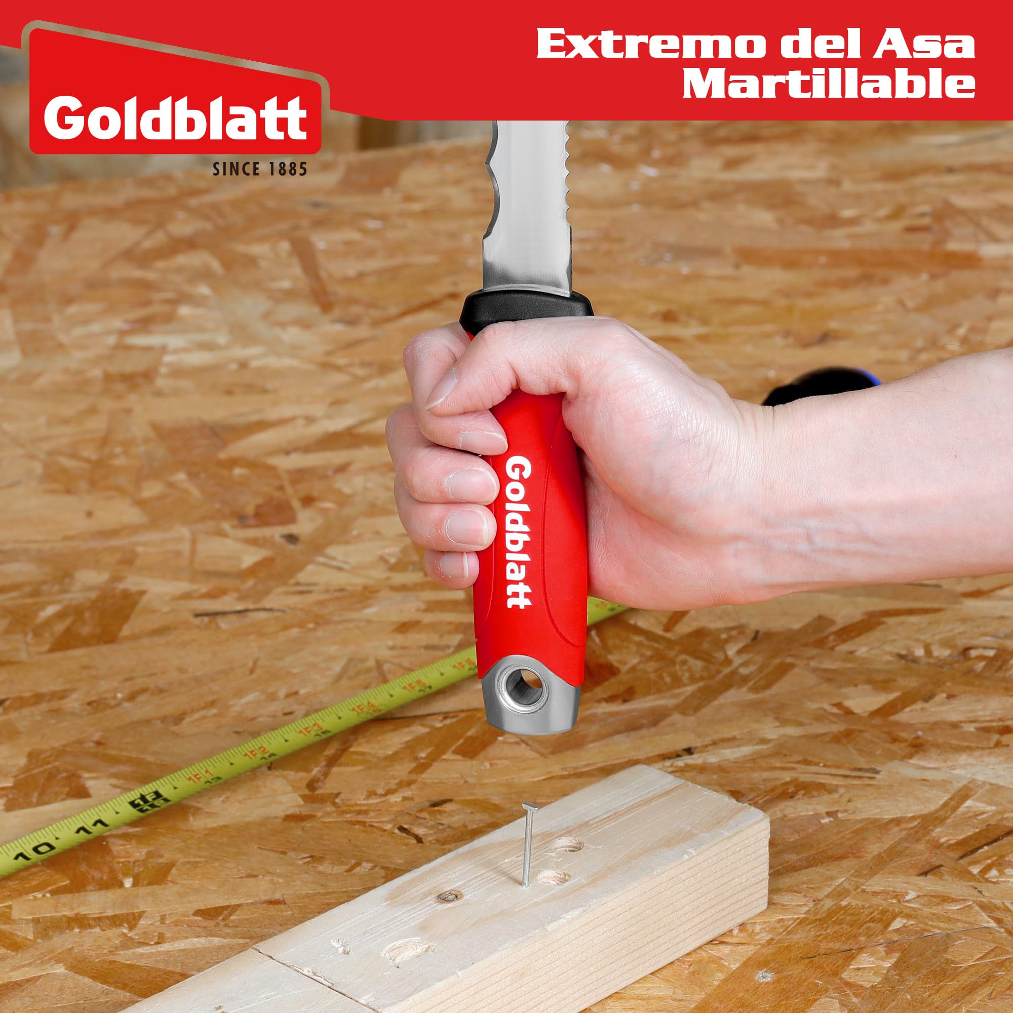 Goldblatt Cuchillo para Aislamiento, Hoja de Acero Inoxidable de 20 cm, Cuchillo de Aislamiento de Doble Cara, para Cortar Materiales Aislantes como Lana Mineral, Lana de Vidrio y Lana de Roca