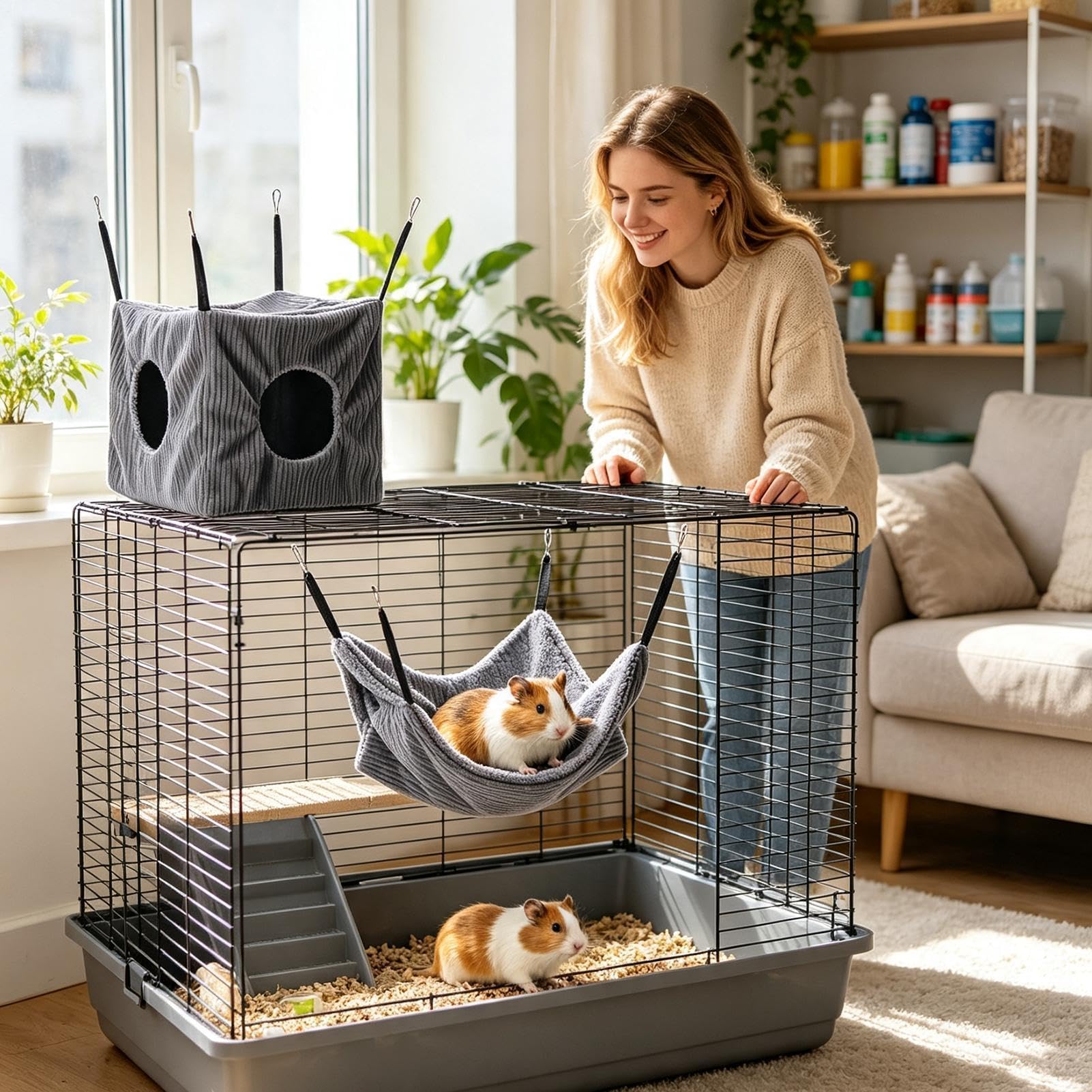 Hamster Hängematte Warmes, weiches plüschiges Tunnelrückzugsort als