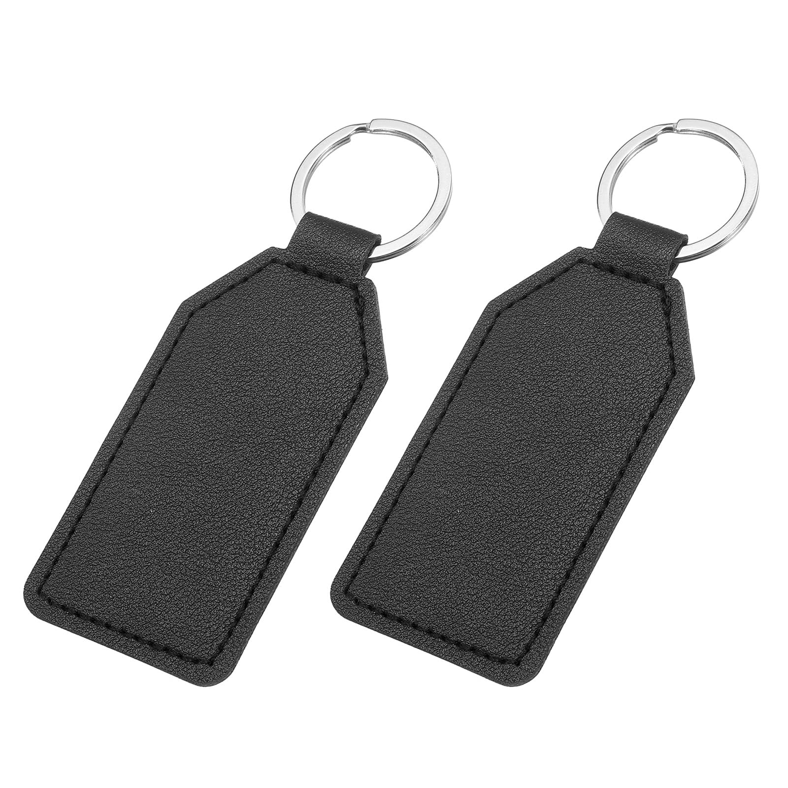 uxcell 2 Stück Leder-Schlüsselanhänger, PU-Auto-Schlüsselanhänger, Rohlinge, Schlüsselhalter für DIY, Lasergravur, Geburtstag, Vatertagsgeschenke, Schwarz, 46 mm