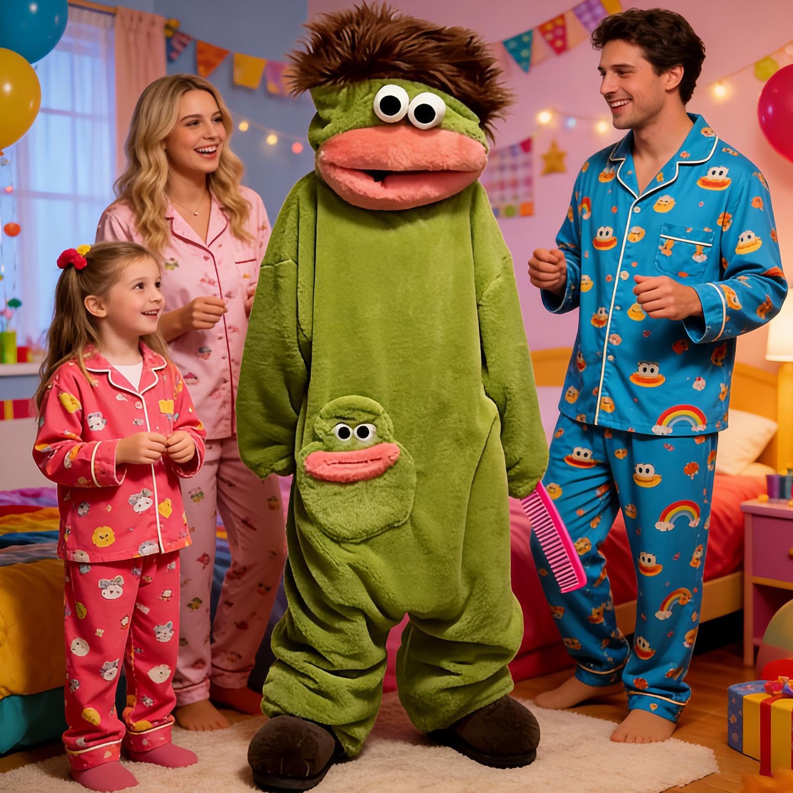 Alberner Onesie dla dorosłych, zabawny kostium Onesie z szerokimi ustami – kostium Sleepwear Cosplay Piżama dla kobiet i mężczyzn, do domu, salonu, łazienki