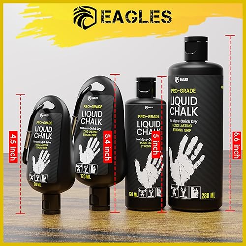 Miniatura 8 de EAGLES Pro Grade Gym Liquid Chalk 50, 120 or 280ml Mess-Free Chalk for Weightlifting, Gymnastics Rock Climbing, Pole Grip, Sports Dries in Seconds -