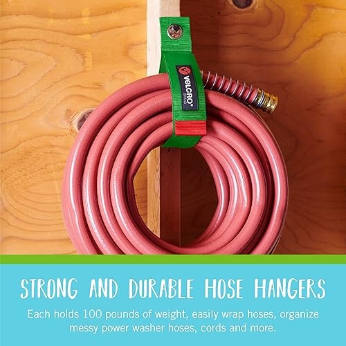Miniatura 5 de VELCRO Brand VEL-30888-USA - Correas de almacenamiento para manguera de jardín fáciles de colgar, capacidad para 100 libras, organización de