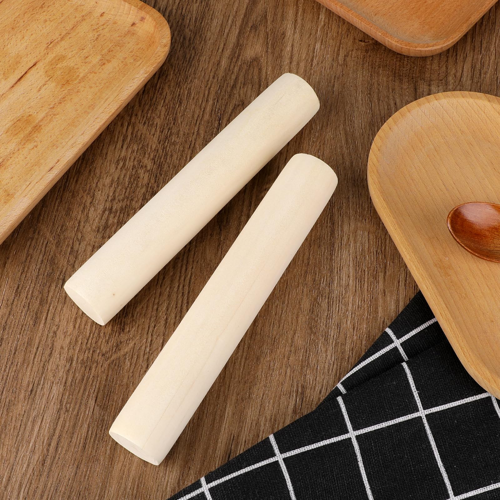 AMPSEVEN French Tapered Wooden Rolling Pin For Baking - 7.9 Inch (20cm)