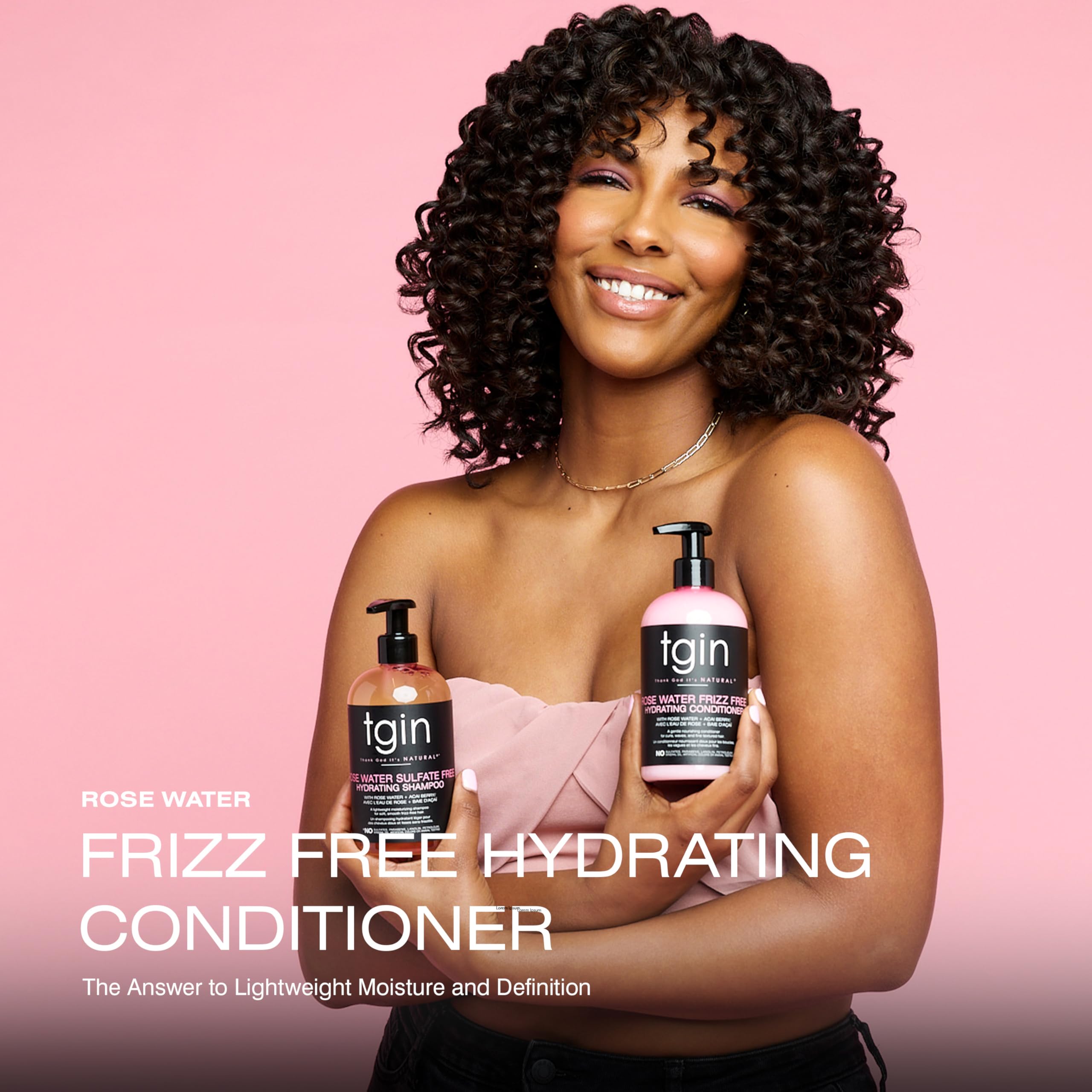 Tgin Rose Water Frizz-Free Après-shampoing hydratant pour boucles – ondulations – Idéal pour les cheveux à faible porosité – Cheveux fins