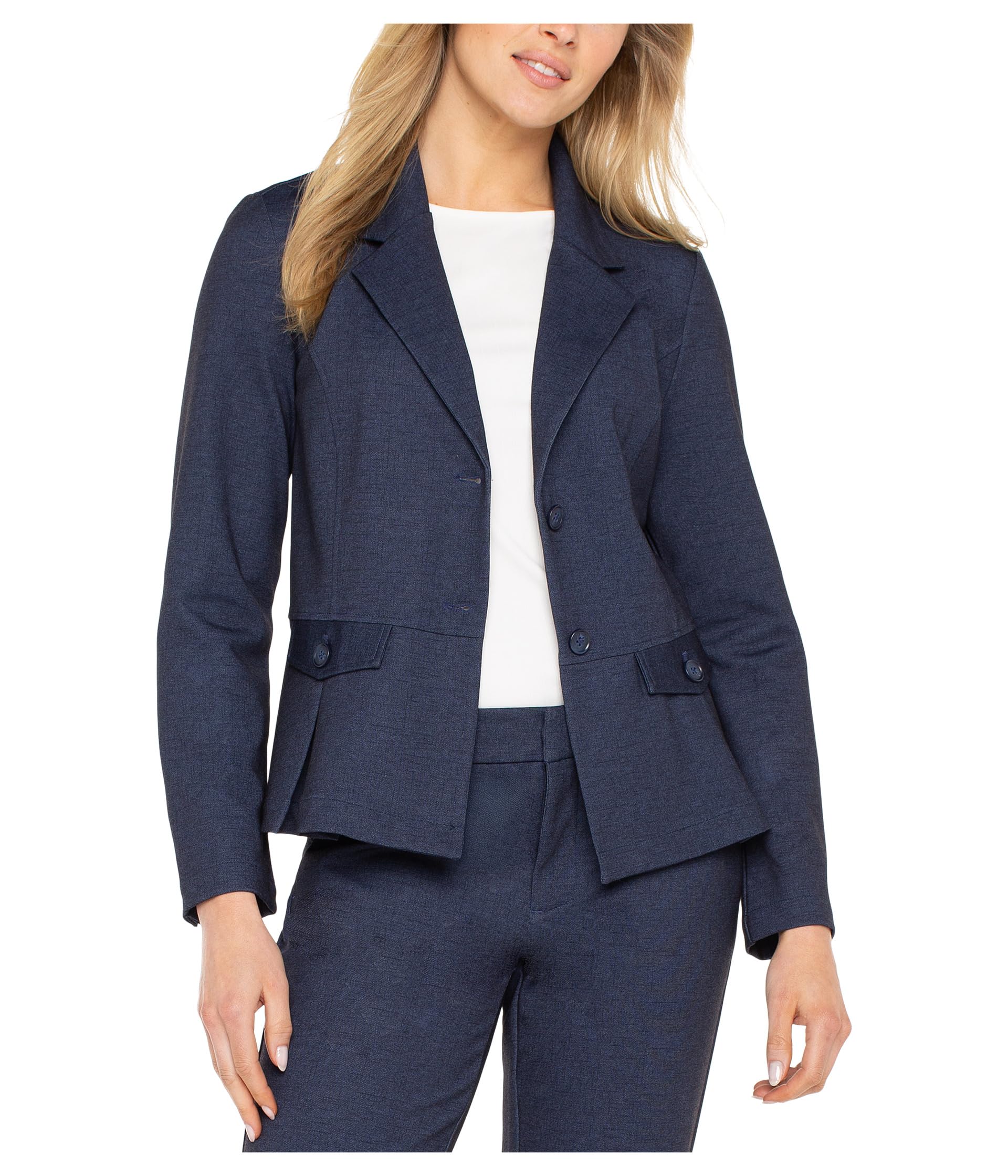 Liverpool Womens Printed Serge Knit Peplum Blazer