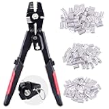 Profession Up To 2.2mm Wire Rope Crimping Tool Wire Rope Swager Crimpers Fishing Crimping Tool With 150Pcs 3 Size Aluminum Double Barrel Ferrule Crimping Loop Sleeve Kit
