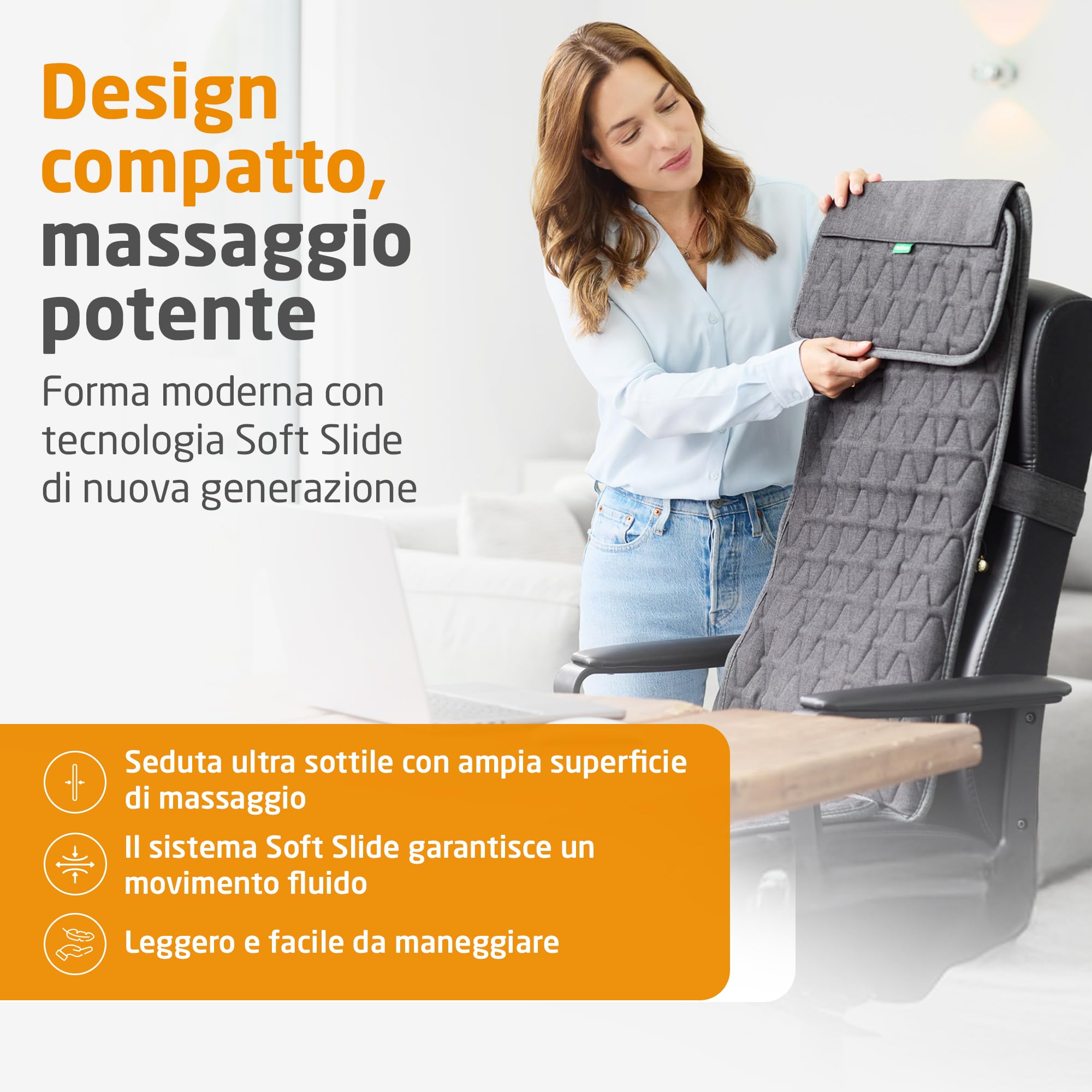 medisana MC 700 sedile massaggiante Shiatsu, massaggiatore per schiena, collo, spalle, tappetino massaggiante extra sottile e leggero con calore, utilizzabile da sdraiati e da seduti