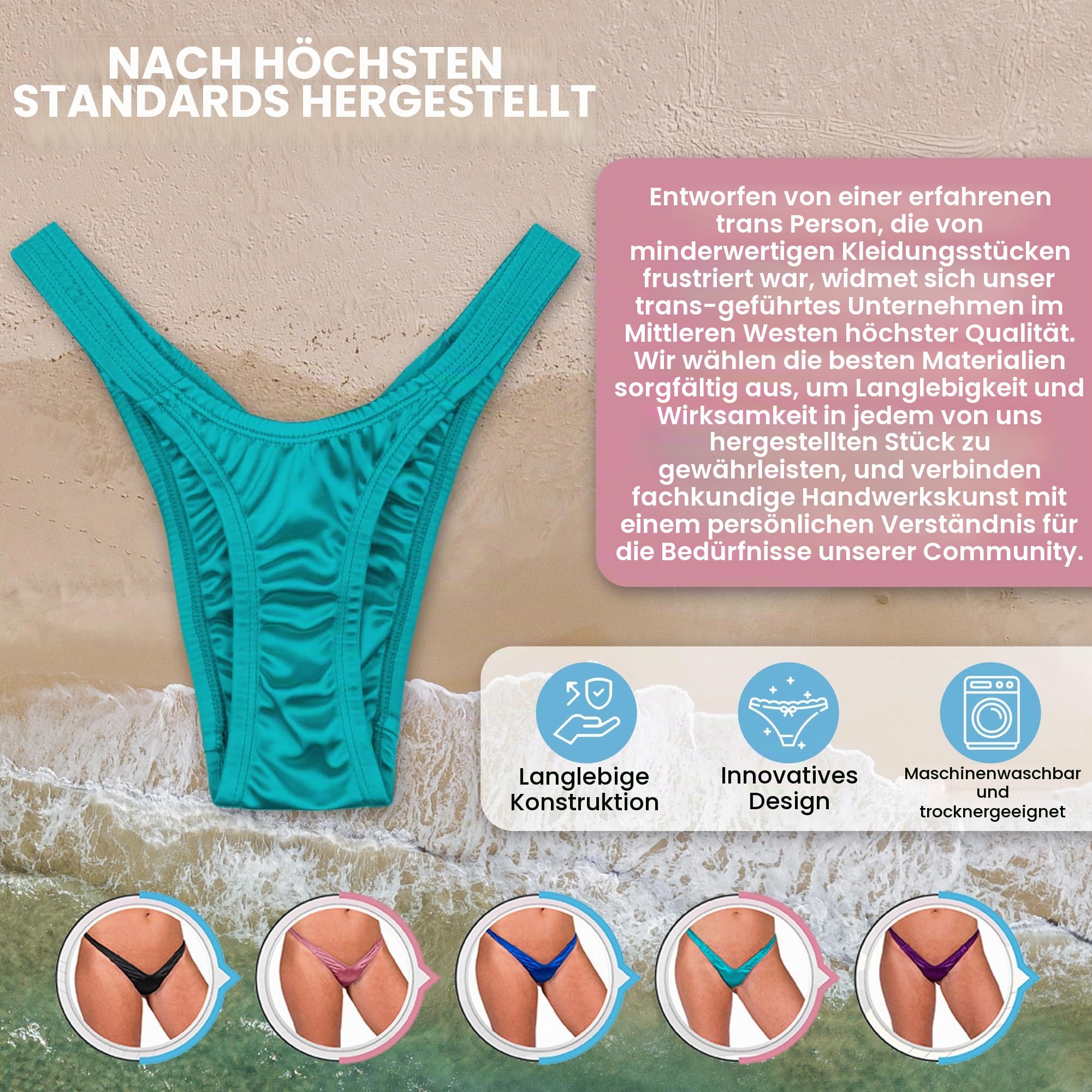 BBLAIR Tanga Gaff Panties für Transgender-Individuen, Crossdressing, Slip, Shaping, seidige Unterwäsche zum Hineinstecken, MTF