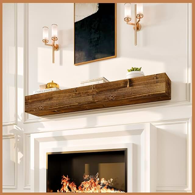 Avana Rustic Fireplace Mantle Shelf 60 Inches - Handcrafted Wood Mantles...