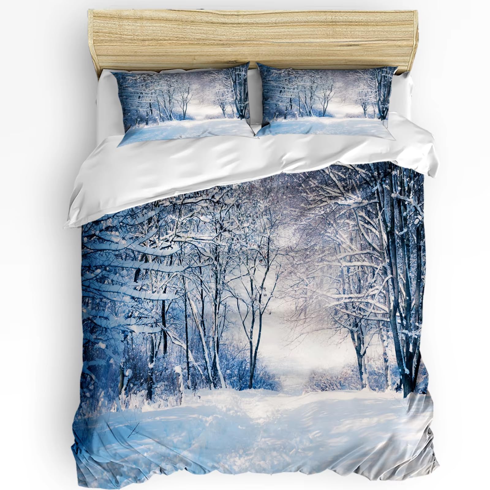 SJSXWQN Funda Nordica Cama 180 Copos De Nieve De Invierno Edredon Cama 180 para Niños Adultos con Cremallera Cómodo Transpirable Microfibra Fundas Nordicas 260x240 cm + 2 Fundas de Almohada 50x80 cm