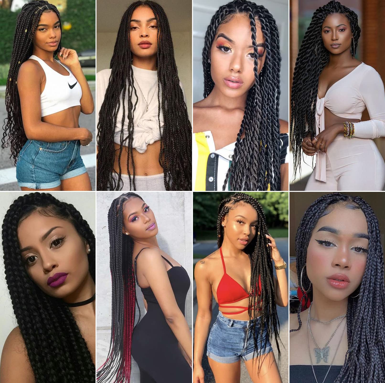 Extension Capelli per Treccine Africane Nero 30 Pollici Lunghe Kanekalon Easy Braids Extensions Nere 6 Confezioni Extension Capelli Sintetici per Trecce Black Braiding Hair Pre Stretched(1B)