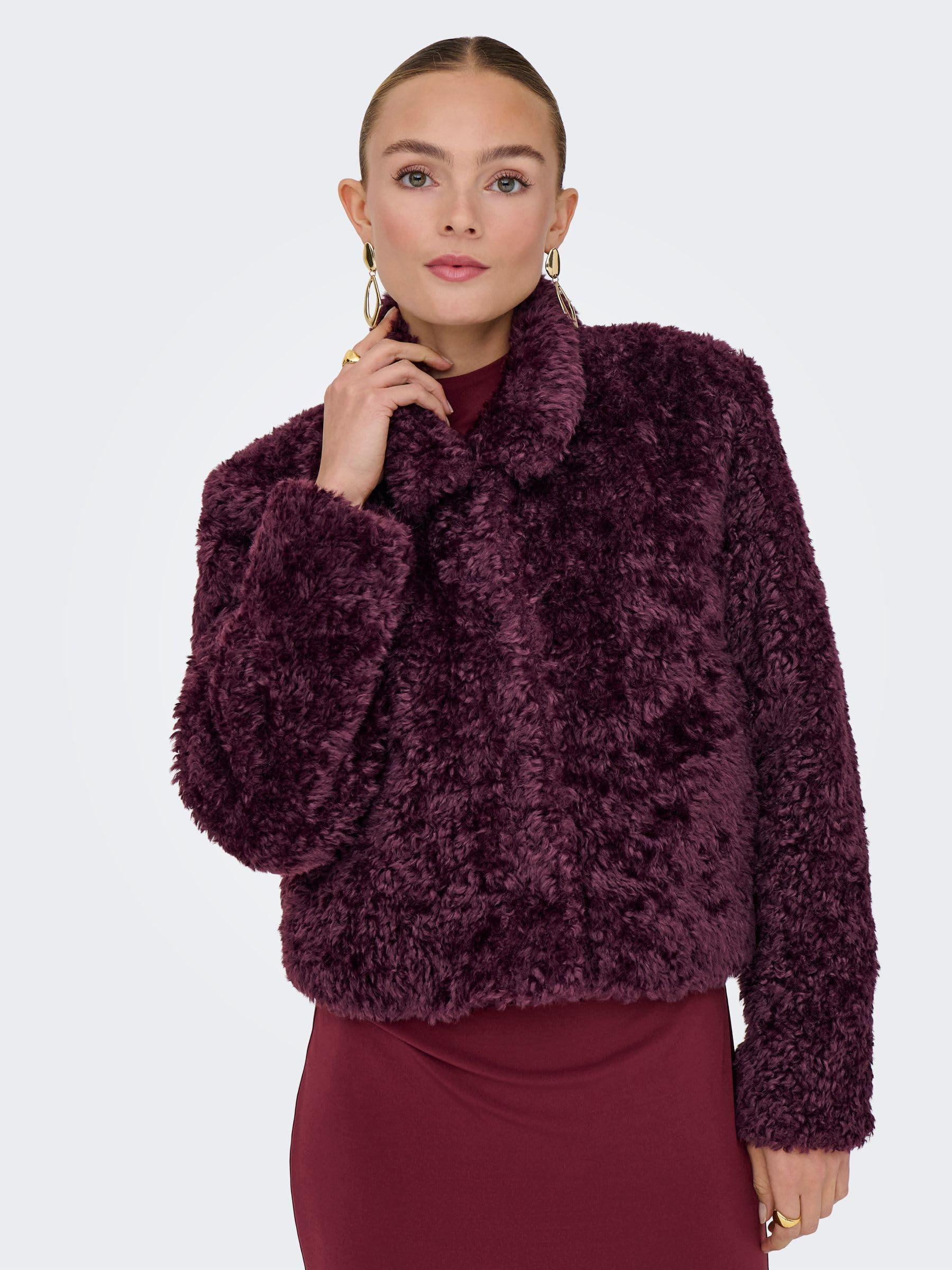 Only Onlginny Short Teddy Jacket OTW, Mauve Wine, X_s, Mauve Wine, S