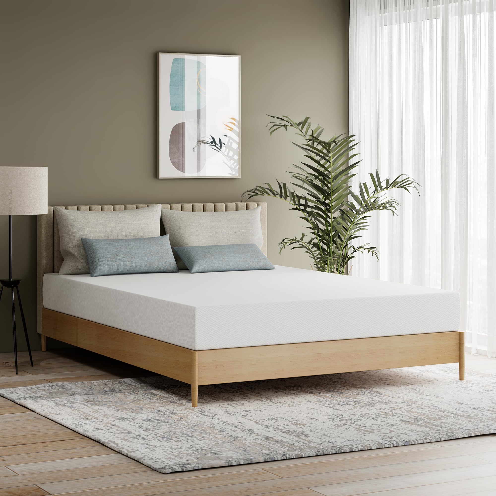 GAESTE8 Inch Queen Cooling Gel Green Tea Memory Foam Mattress Medium Firm CertiPUR-US Certified Foam, Mattress in a Box Removable Soft Cover No Fiberglass (Queen, 8 in)