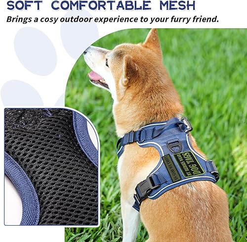 Miniatura 2 de NHOWIN Dog Harness, No Pull Pet Harness No-Choke with 2 Metal Rings 3 Buckles Reflective Adjustable Soft Padded Pet Vest with Easy Control Handle