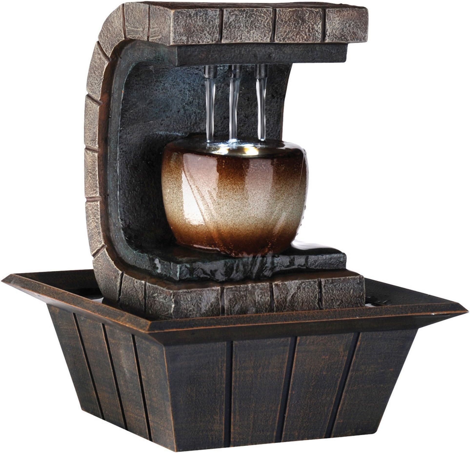ORE International K323 Indoor Meditation Table Fountain with LED Light, 9-3/4-Inch