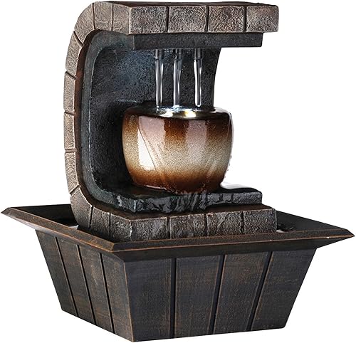 ORE International K323 Indoor Meditation Table Fountain with LED Light, 9-3/4-In