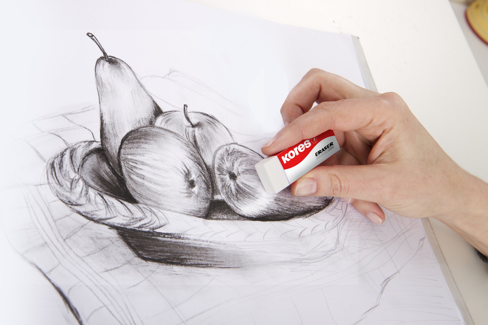 Kores - Neon PVC Erasers - Trino Ergonomic Erasers With Paper Sleeve - View #3