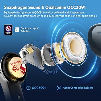 EarFun Air Pro 4 Adaptive Hybrid Noise Canceling Wireless Earbuds, Qualcomm Snapdragon Sound, aptXTM Lossless Wave Pro Active Noise Canceling Headphones, Wireless Over Ear Bluetooth Headphone
