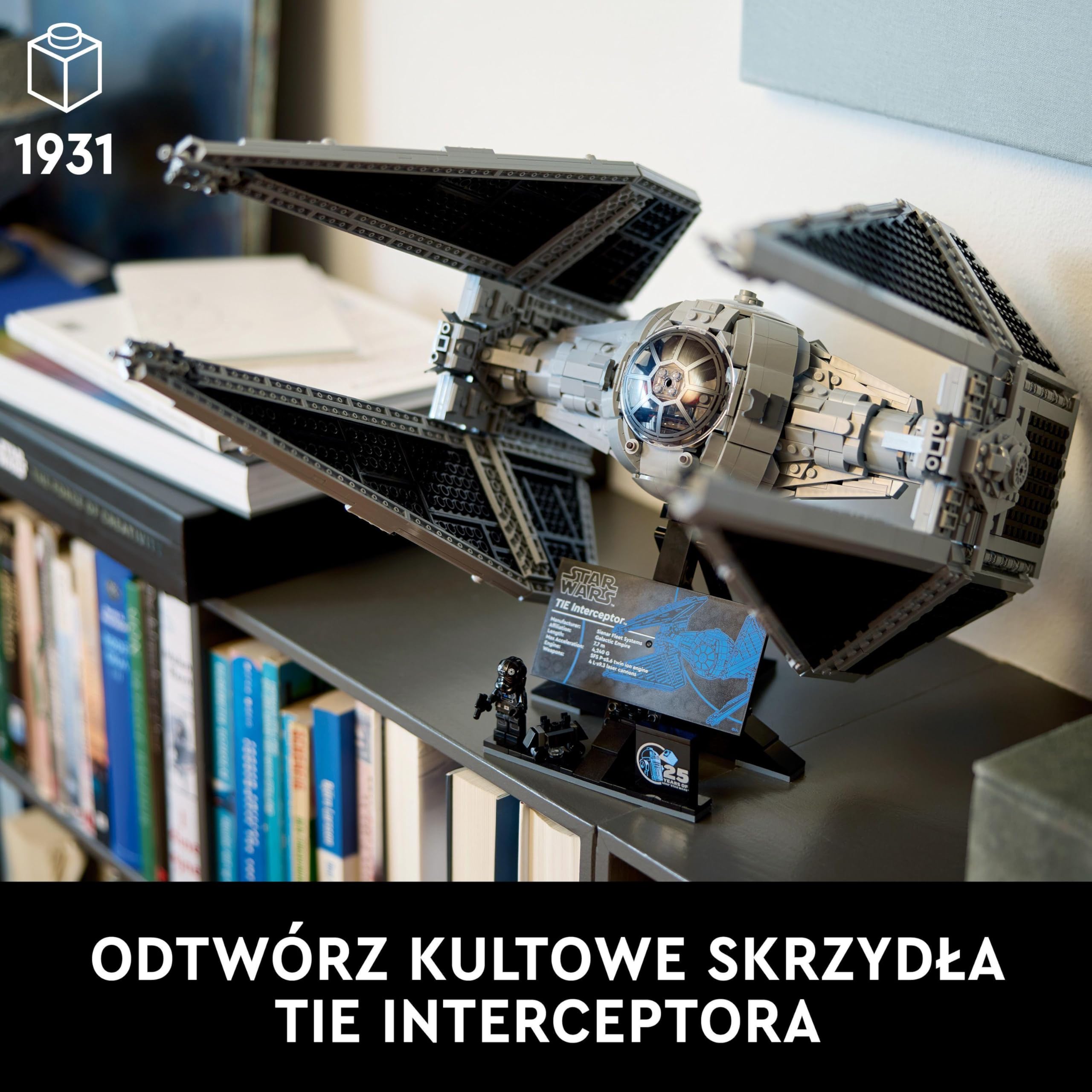 LEGO Star Wars TIE Interceptor 75382 | Model myśliwca, kolekcjonerski zestaw klocków dla dorosłych, prezent dla fana Star Wars, ozdoba na biurko, 1931 elementów