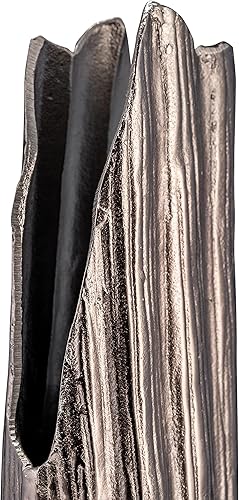 Miniatura 9 de Sagebrook Home Jarrón de metal Glam, acento decorativo de aluminio con diseño texturizado acanalado, decoración moderna para el hogar, oficina,