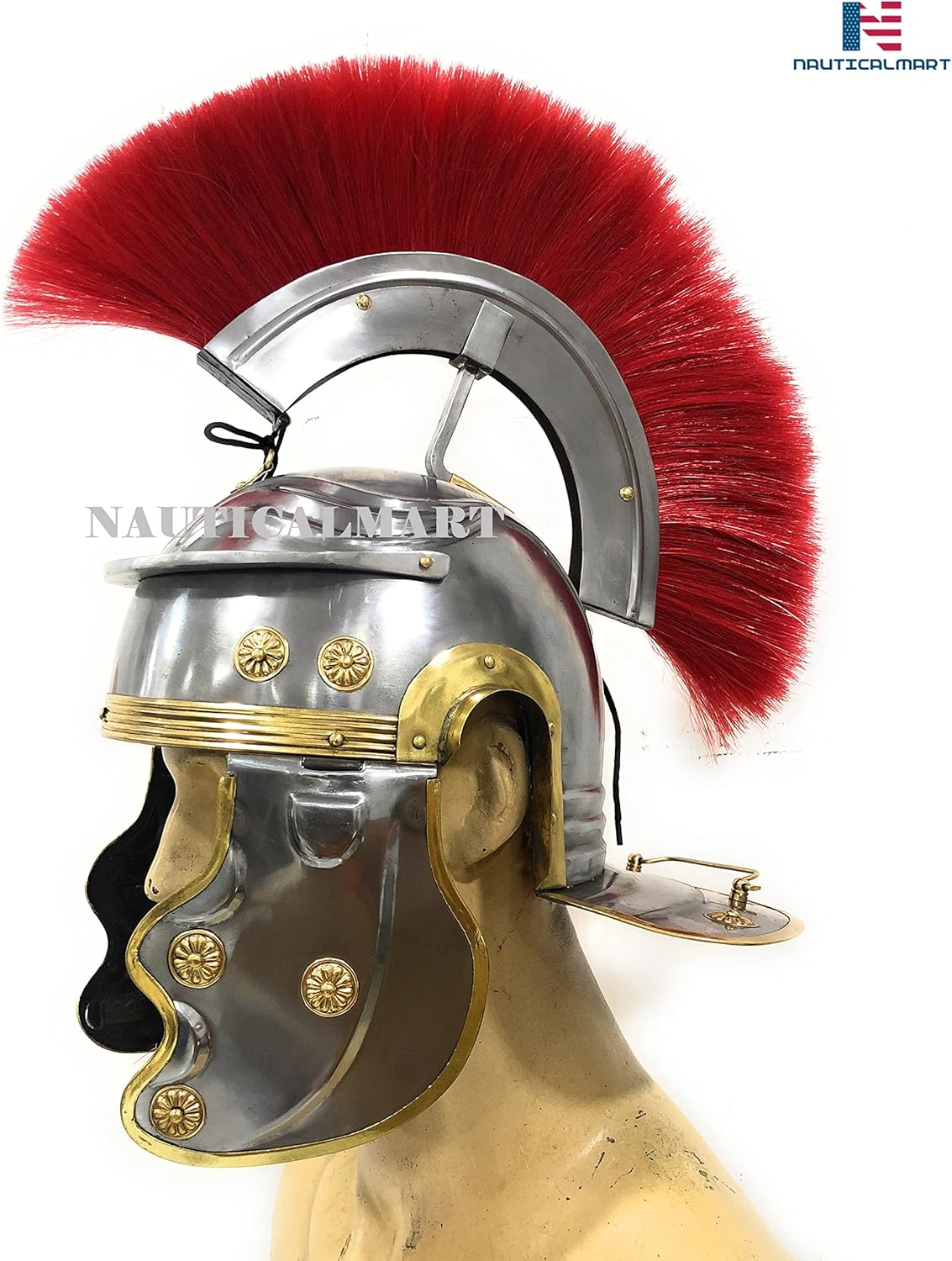 NauticalMart Roman Gallic 'G' Centurion Helmet -One Size - Metallic Armour