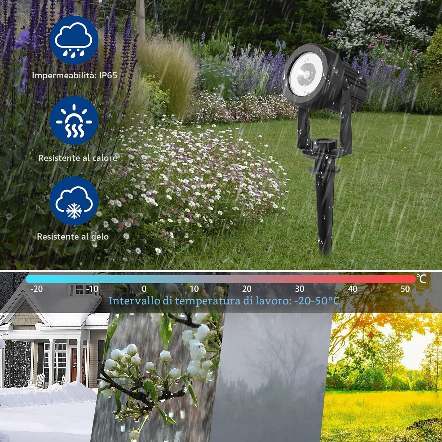 T-SUNUS Faretti Solari Esterno, Luci Solari Esterno Giardino IP65 impermeabile 3 Livelli di Luminosità, Lampioncini per Cortile Vialetto Alberi Bianco Freddo