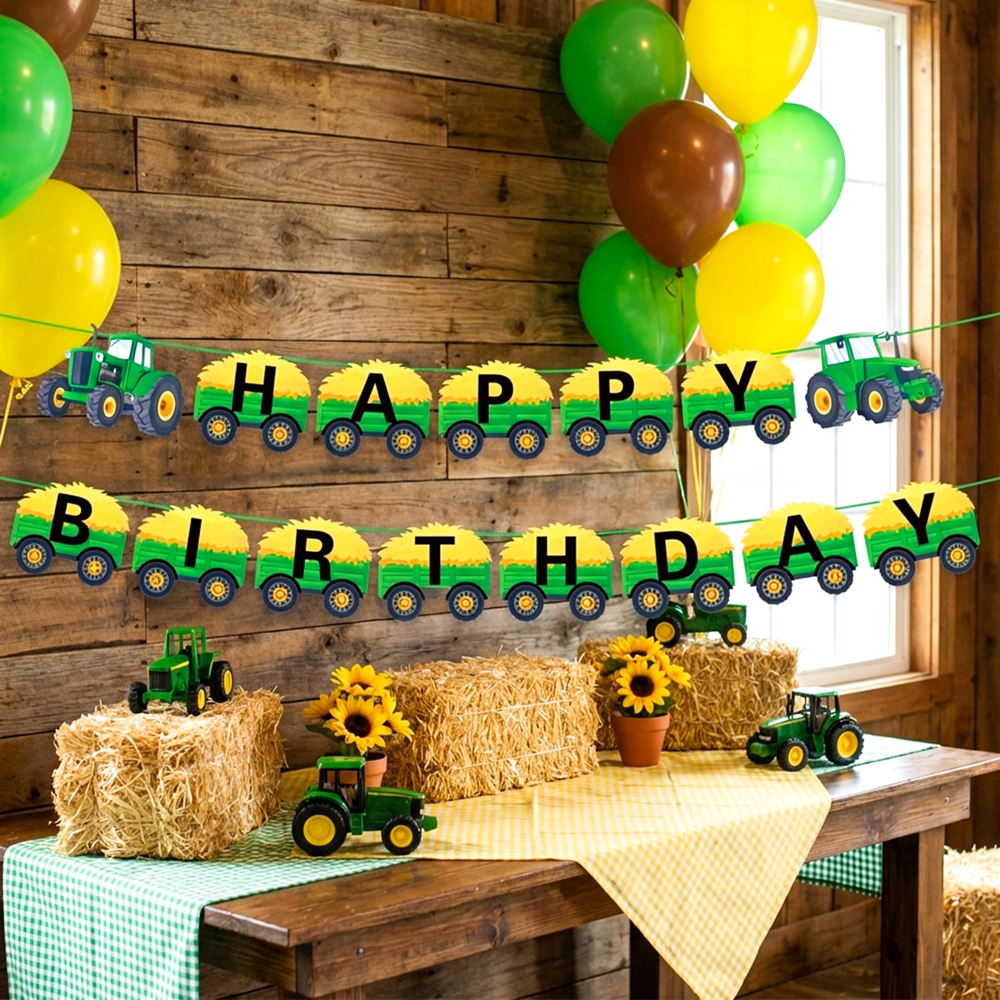 Tractor Birthday Party Decorations Banner Birthday Bunting Banners Digger Excavator Themed 2nd/3rd Birthday Decorations