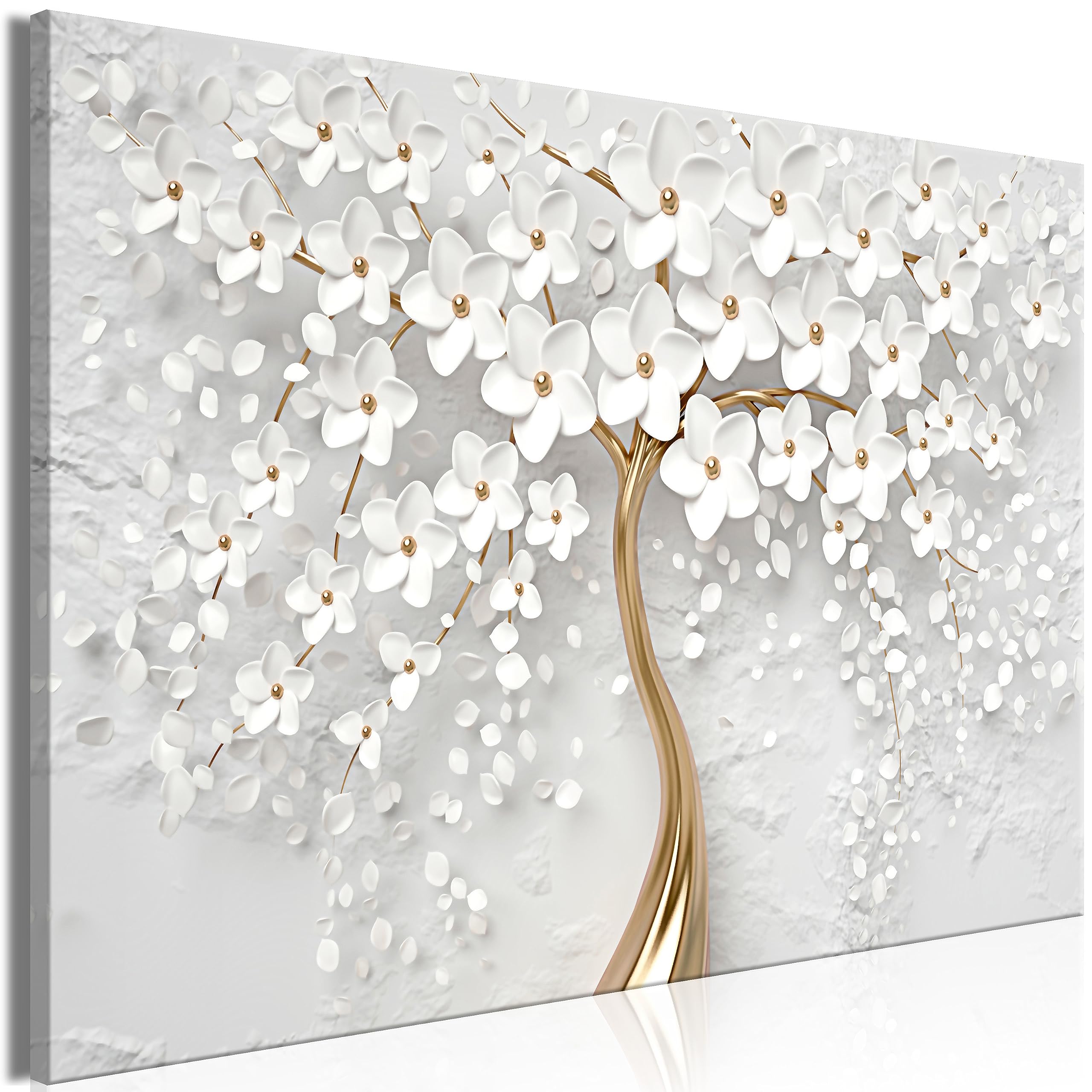 Image murale moderne fleurs dorées et tableau photo sur verre 90x60