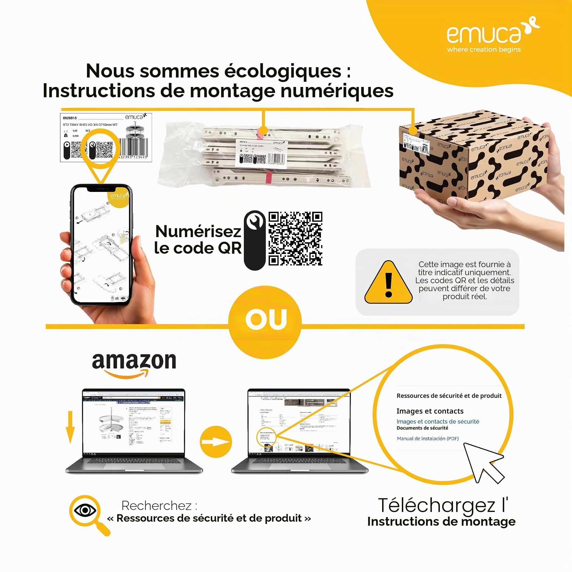 Emuca - Bloc multiprise escamotable pour encastrer au Bureau, Bloc multiprise Plan de Travail (Prise EU Type F, USB A+C, RJ45 et HDMI), 265x120mm, Peint en Noir