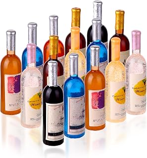 TIESOME Dollhouse Wine Bottles, 15-piece Set 1:12 Mini Red Wine Bottle Miniature Beverage Bottle Wine Model Kitchen Accessories Dollhouse Decoration Accessories
