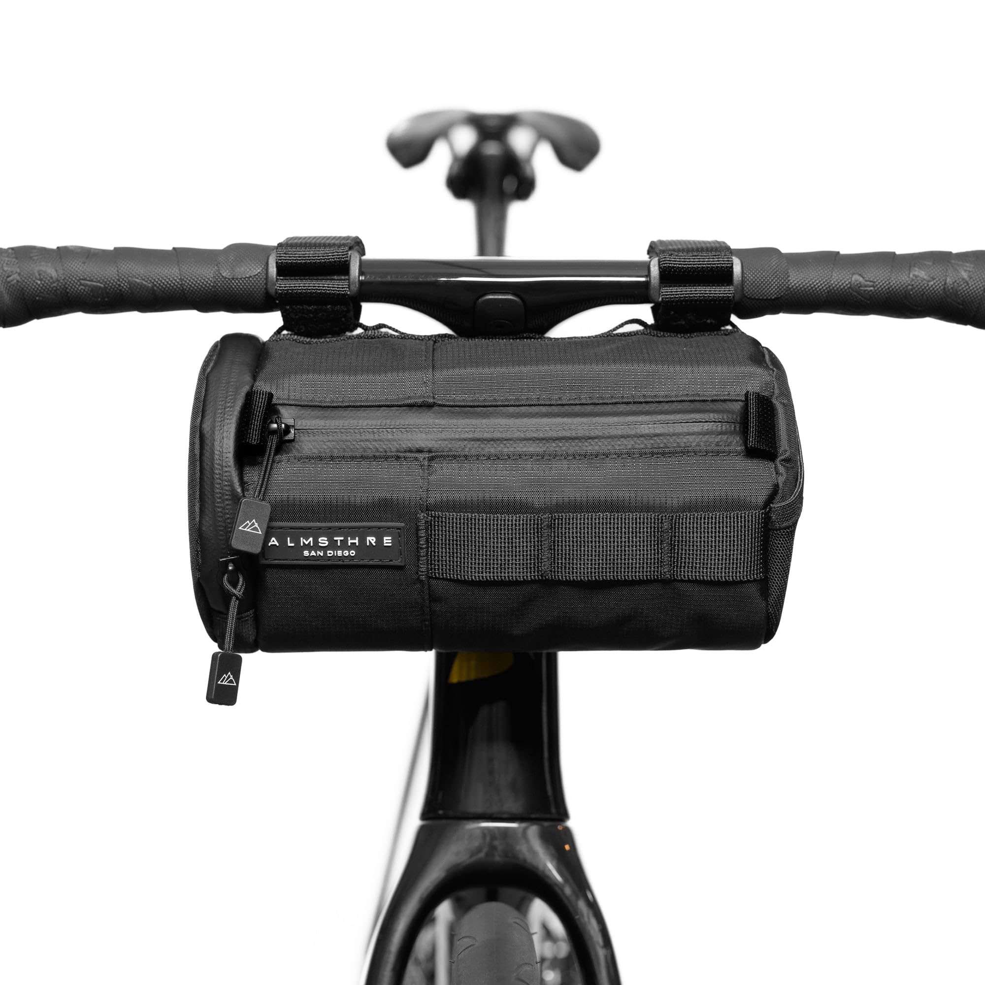 ALMSTHRE Signature Bar Bag – Midnight Black | Hard-Shell Bike Handlebar Bag with Waterproof Zippers & Adjustable Straps | Lightweight Bicycle