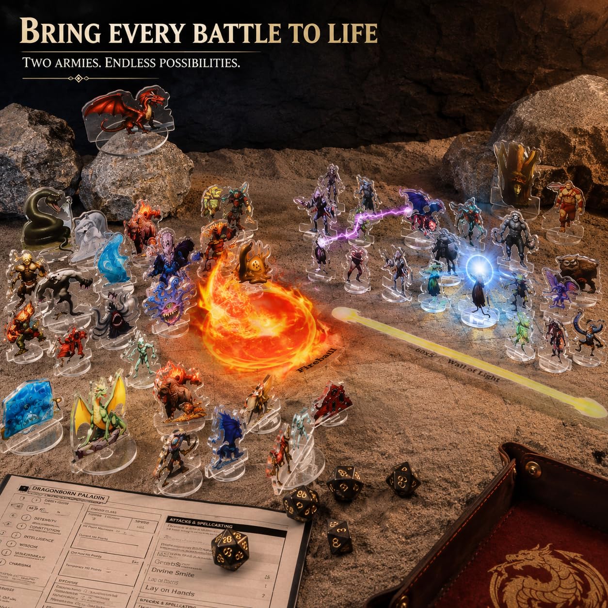 DND Miniatury Dungeons and Dragons Zestaw startowy 170 Fantasy Art Minis dla D&D 5E, Pathfinder płaskie plastikowe figurki do TTRPG Tabletop RPG akcesoria prezent dla DM