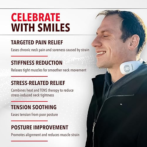 Miniatura 3 de FORTHiQ Máquina TENS de cuello con calor, masajeador eléctrico de cuello para aliviar el dolor, masaje de tejido profundo de 15 niveles, portátil y