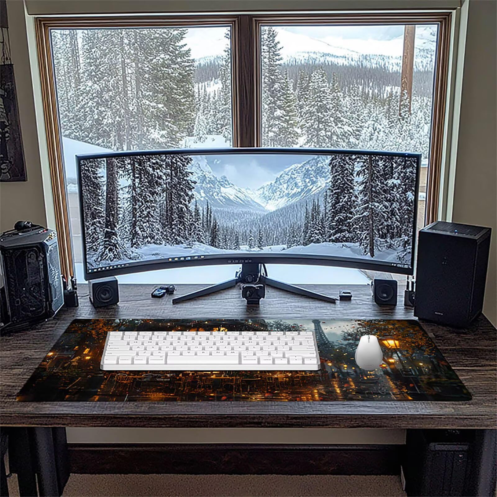 Città Tappetino Mouse Gaming xxl 1000 x 500 mm, Tappetino Scrivania Paesaggio Con Bordi Cuciti, Presa Stabile su Superfici Lisce, Impermeabile Antiscivolo Mouse Pad per Gaming Accessori Regalo b2-28D