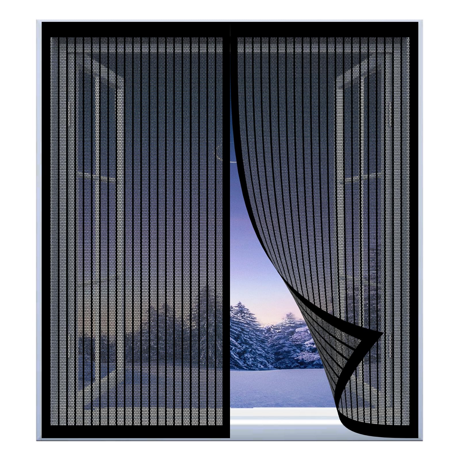 Yuanwan Black Magnetic Window Screen Small 77 X 130 Cm Easy Installation No Drilling Or Screwing Reinforced Anti-Tearing Insect Fly Mesh For Windows Nets To Keep Bugs Out,