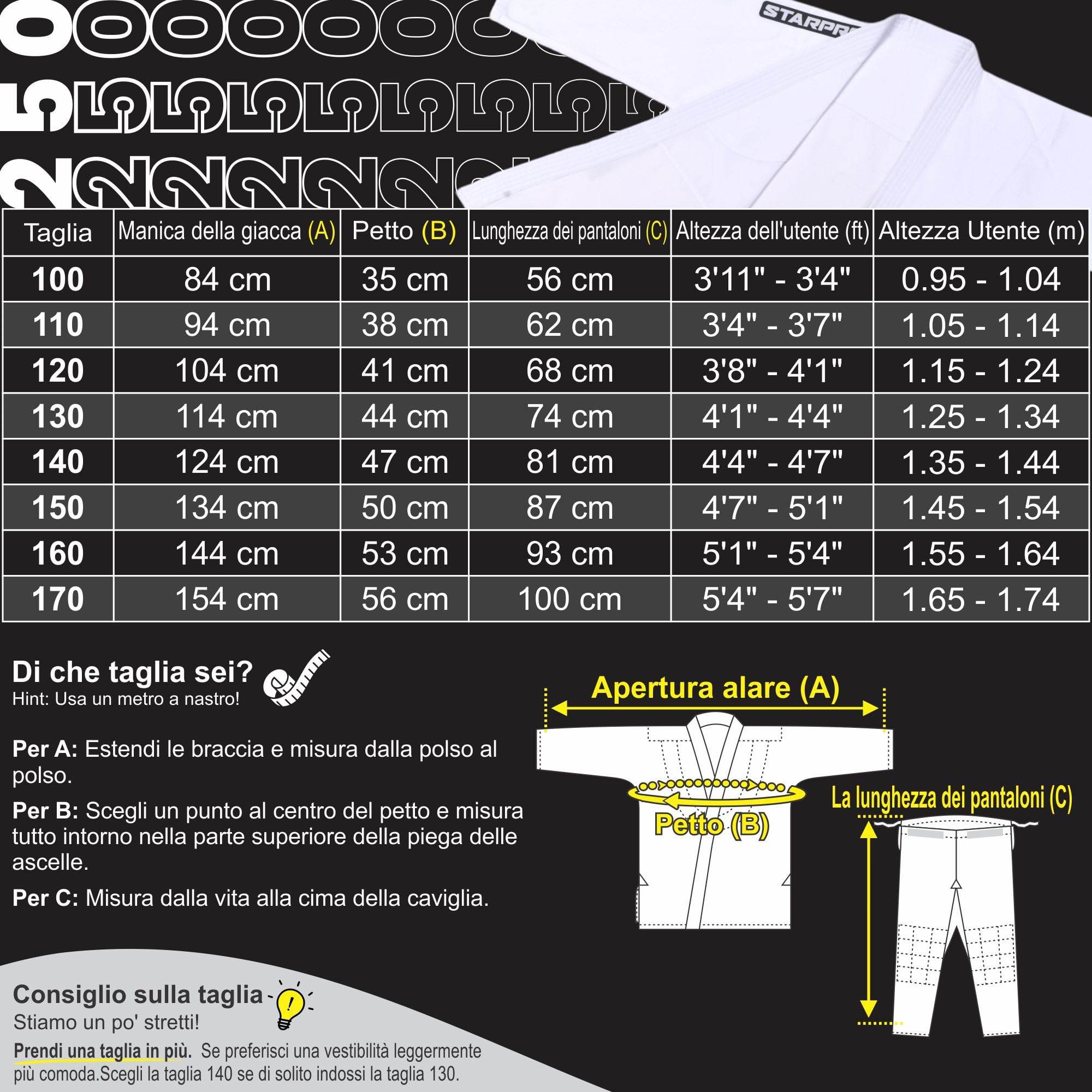 Starpro Kimono Bambini Judo GI 250 Grammi Com Miscela di Cotone Premium. Uniforme Professionale per Allenamento e Competizioni - Biano - Bambina e Bambino - 100cm-170 cm - con Cintura