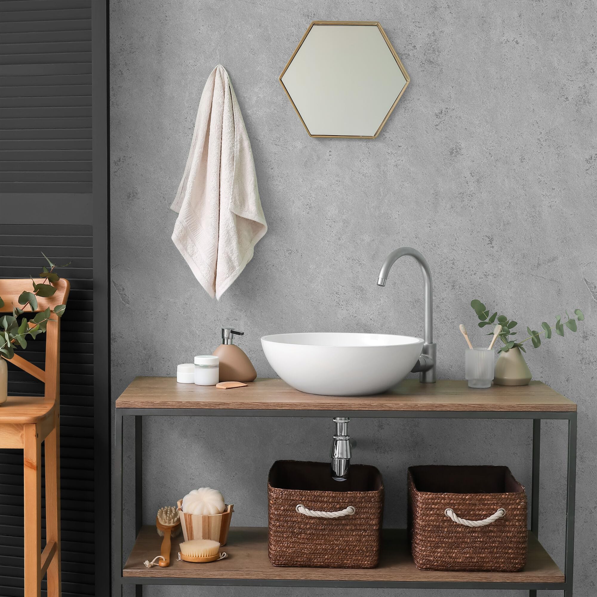 Schulte DecoDesign Wandverkleidung Set Nische, 3 Platten Stein Grau hell je 210 x 100 cm, Profilset (2 x Endprofil, 1 x Flächenverbinder, 2 x Eckprofil in Ecke) in Alu-Natur, D1901011-3-F 602