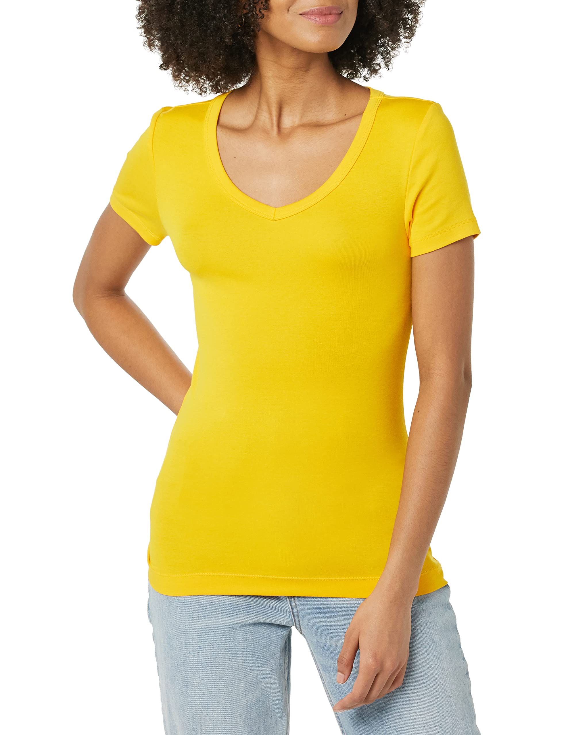 Amazon Essentials Donna T-Shirt con Scollo a v a Maniche Corte Slim