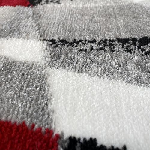 Miniatura 3 de 2305Alfombra abstracta moderna roja negra y beige Polipropileno Gris