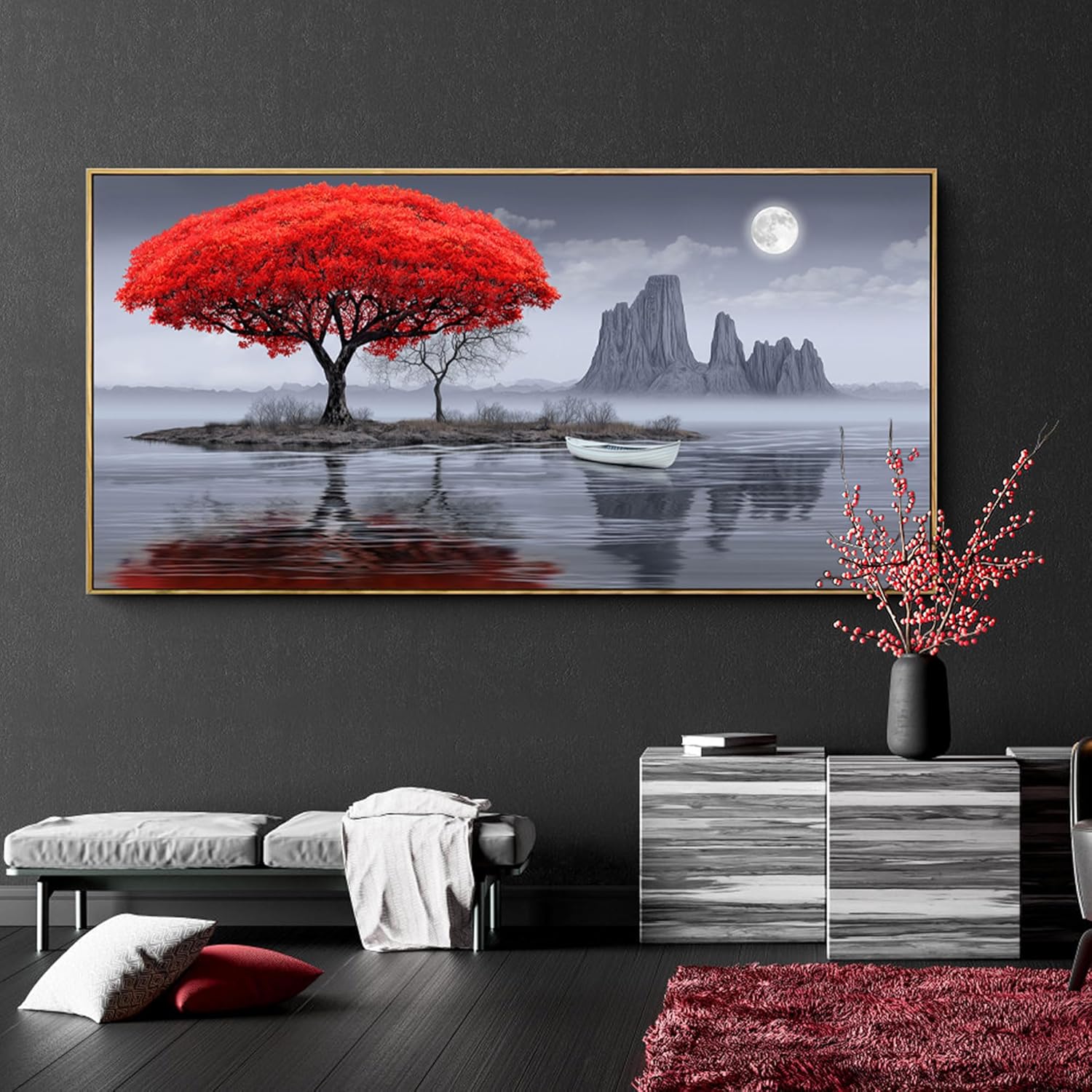 XLSJERST Waterfall Wall Art - Natural Picture Lake Landscape Large Paintings Artwork for Walls Canvas Wall Art for Living Room Bedroom Home Decor - 48x24 Inches