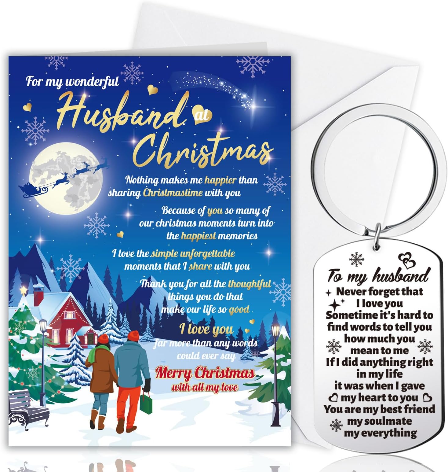 Festive Tree Swing Niece & Husband Christmas Card