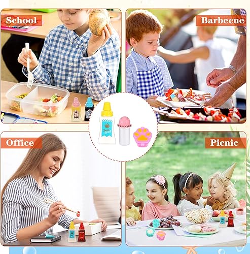 Miniatura 5 de 50 piezas de accesorios para cajas Bento para niños, incluyendo palillos de alimentos, mini botellas de condimentos, botellas exprimibles de