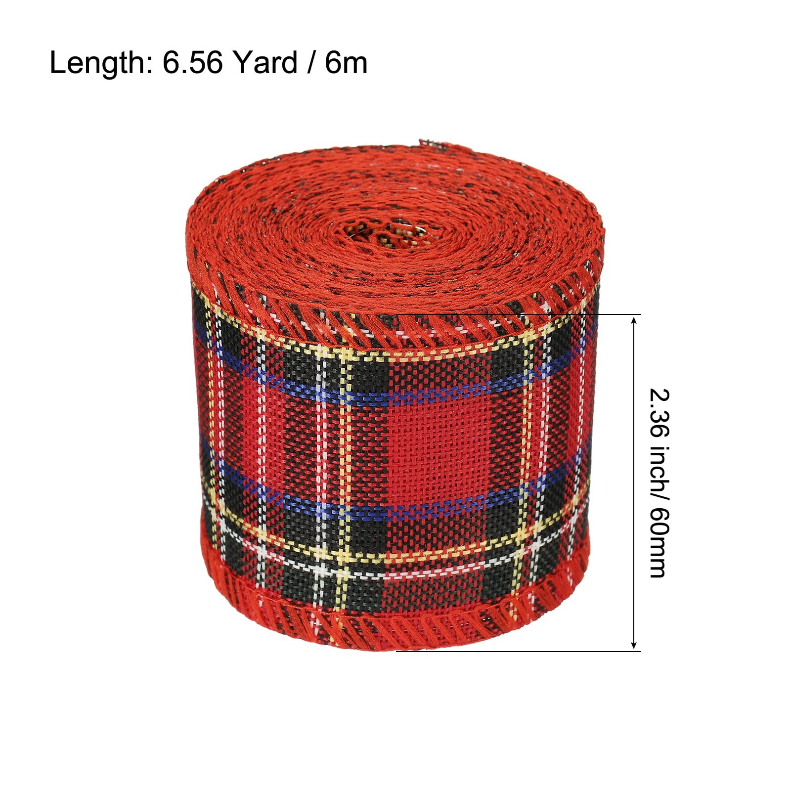 PATIKIL 2.36 Inch Wide 6.56 Yards Polyester Gingham Ribbon Wired Edge Ribbon - Image 2