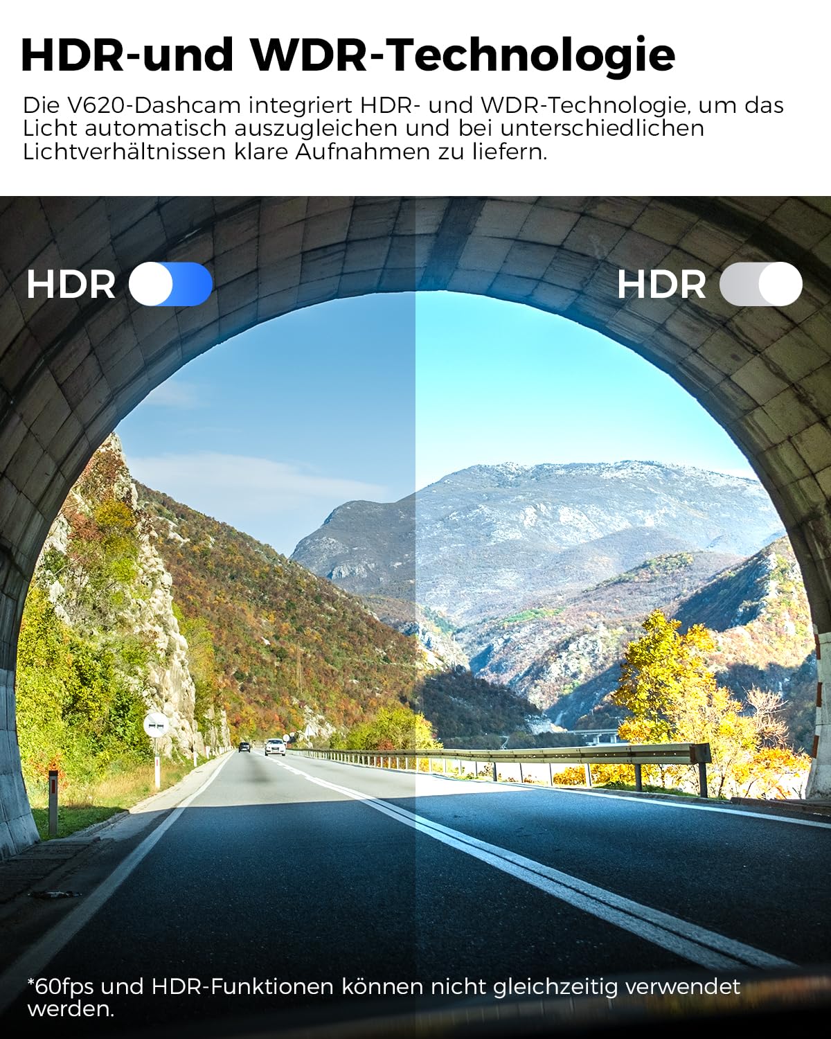 V620 Dashcam Auto Vorne Hinten 4K+1080P, WiFi 6, GPS, ADAS, F1.8