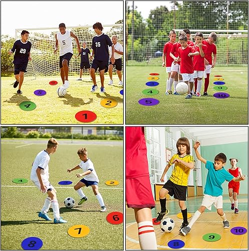 Miniatura 7 de SIFENYU Marcadores de puntos de polietileno numerados de 9 pulgadas para suelo de gimnasio con números, 1036 unidades de puntos de goma