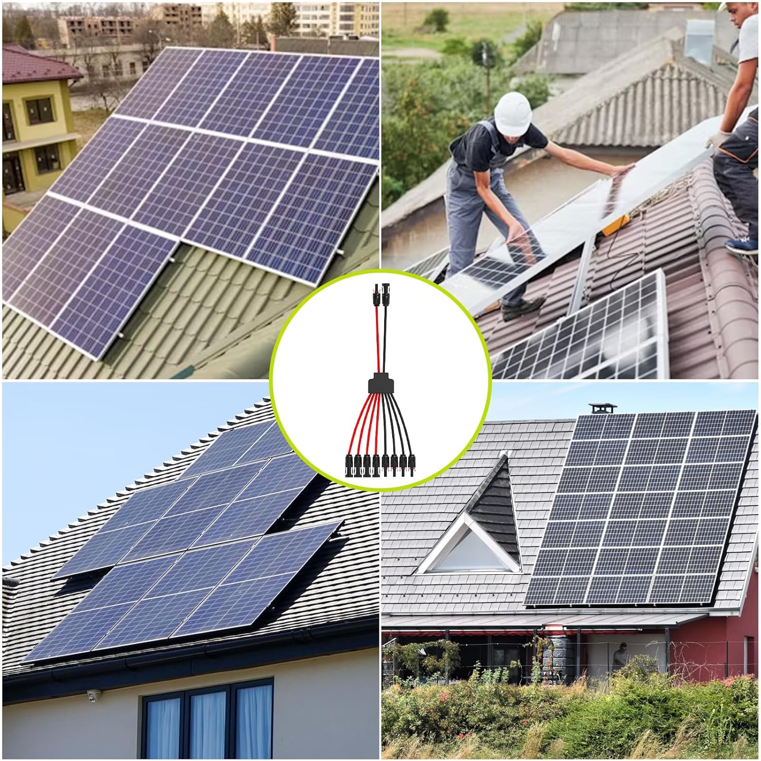 2 Pack Solar Connectors for 4 Solar Panels,Tool-Free Solar Panels Connectors,Waterproof Solar Panel Splitter, 2 to 8 Y Branch Parallel Adapter for Solar Cable Extension