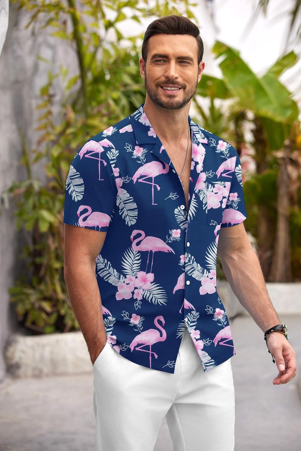 COOFANDY Mens Hawaiian Shirt Short Sleeve Floral Button Down Shirts Tropical Summer Beach Shirts Camp Collar Shirt - Image 2
