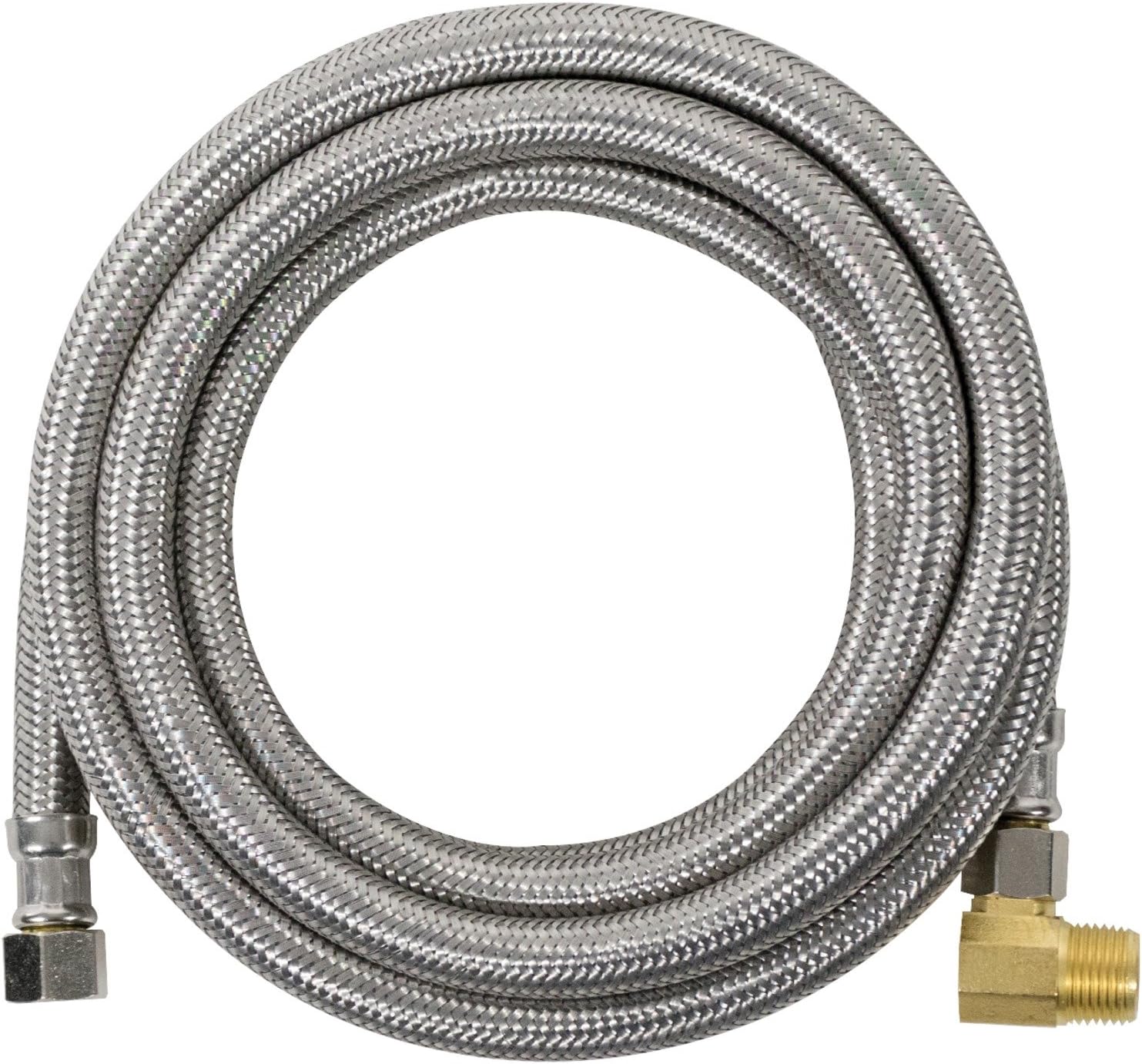 Certified Appliance AccessoriesDishwasher Hose with 90 Degree MIP Elbow, Water Supply Line, 10 Feet, PVC Core with Premium Braided Stainless Steel