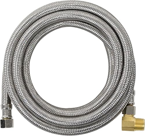 CERTIFIED APPLIANCE DW120SSBL conector para lavavajillas trenzado de acero inoxidable con codera, 10 pies