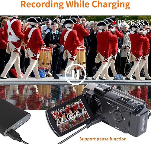 Miniatura 6 de Videocámara de videocámara de cámara digital kicteck Full HD 1080P 15FPS 24MP 30 pulgadas rotación de 270 grados LCD 16X zoom videocámara con 2